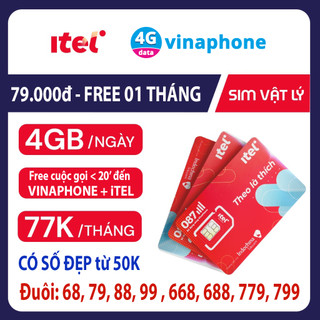 Sim Vinaphone 120G mỗi tháng iTel MAY77 [Miễn phí tháng đầu], miễn phí gọi Vinaphone