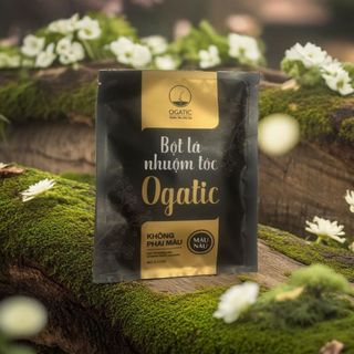 Bột lá nhuộm tóc ogatic 10g,thuốc nhuộm thảo dược phủ bạc từ lá móng lá chàm, nâu, đen