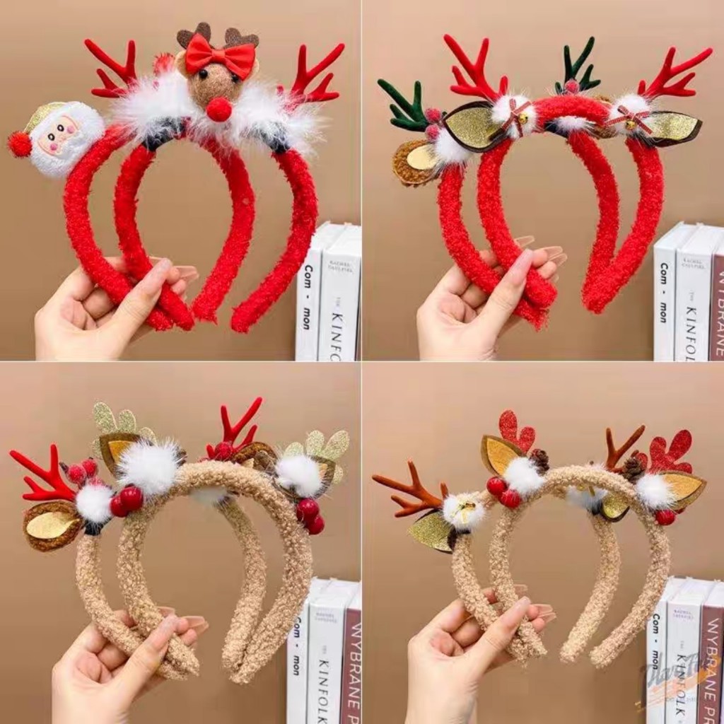 Bờm Noel, cài tóc Noel, băng đô Noel  hình sừng hươu tuần lộc giáng sinh nhiều mẫu hình cây thông, sừng tuần lộc đáng yê