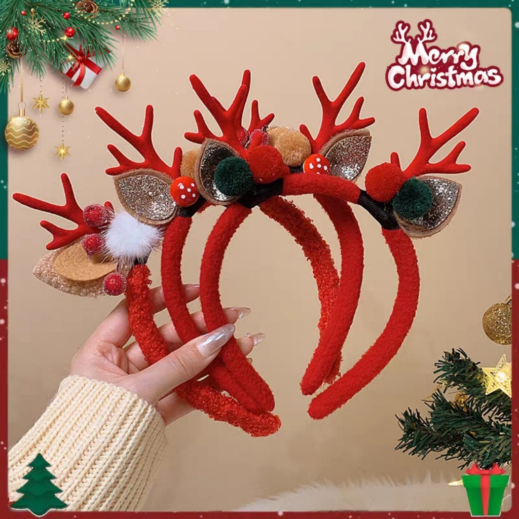 Bờm Noel, cài tóc Noel, băng đô Noel  hình sừng hươu tuần lộc giáng sinh nhiều mẫu hình cây thông, sừng tuần lộc đáng yê