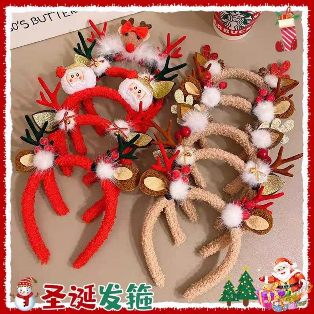 Bờm Noel, cài tóc Noel, băng đô Noel  hình sừng hươu tuần lộc giáng sinh nhiều mẫu hình cây thông, sừng tuần lộc đáng yê