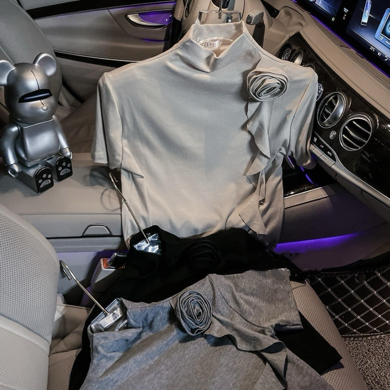 Áo Thun Tay Ngắn Cổ 3P Đính Hoa Siêu Hot