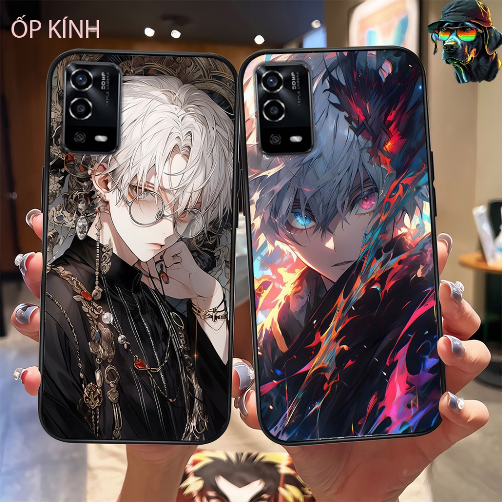Ốp điện thoại mặt kính oppo a55 4g / oppo a55 5g in hình anime nam kaneki