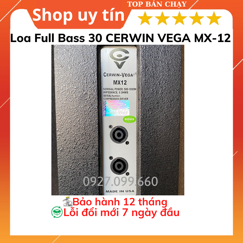 Loa full 2 đường tiếng CERWIN VEGA MX-12 bass 30 từ 190 coil 76 bass sâu,tiếng sáng.Bảo hành 12 tháng.