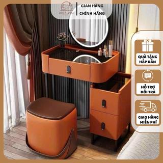 Bàn trang điểm 70cm kèm GƯƠNG và ĐÈN cảm ứng 3 màu hiện đại QueenHouse bàn phấn có tủ và ngăn kéo để đồ nhiều tiện tích