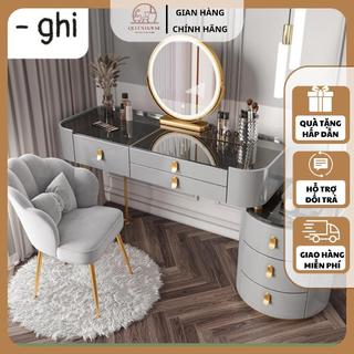 Bàn trang điểm bọc da nhập khẩu kèm tặng Gương cảm ứng 3 màu QueenHouse bàn phấn cao cấp thông minh với thiết kế đẹp