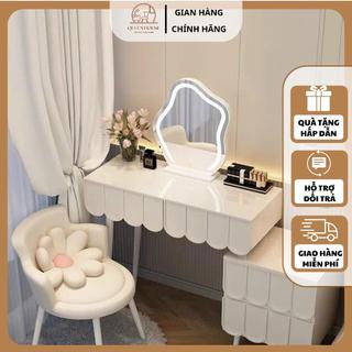 Bàn trang điểm vân mây sang trọng nhẹ nhàng nhập khẩu QueenHouse bàn phấn cao cấp tiện nghi tặng kèm GHẾ và GƯƠNG
