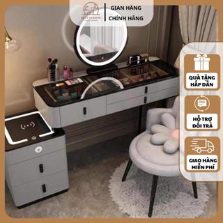 Bàn phấn trang điểm kèm đèn LED cảm ứng và Ghế hàng nhập khẩu QueenHouse bàn trang điểm kèm gương cao cấp nhiều ngăn kéo