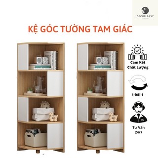 Kệ sách đa năng bằng gỗ MDF cao cấp - Kệ để góc tường tam giác 4 tầng cực tiện dụ