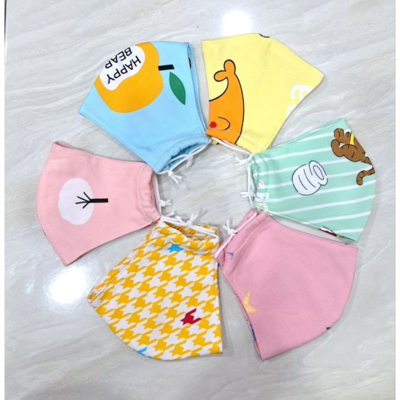 Khẩu trang vải tole lanh bé gái từ 3 tuổi đến 9 tuổi