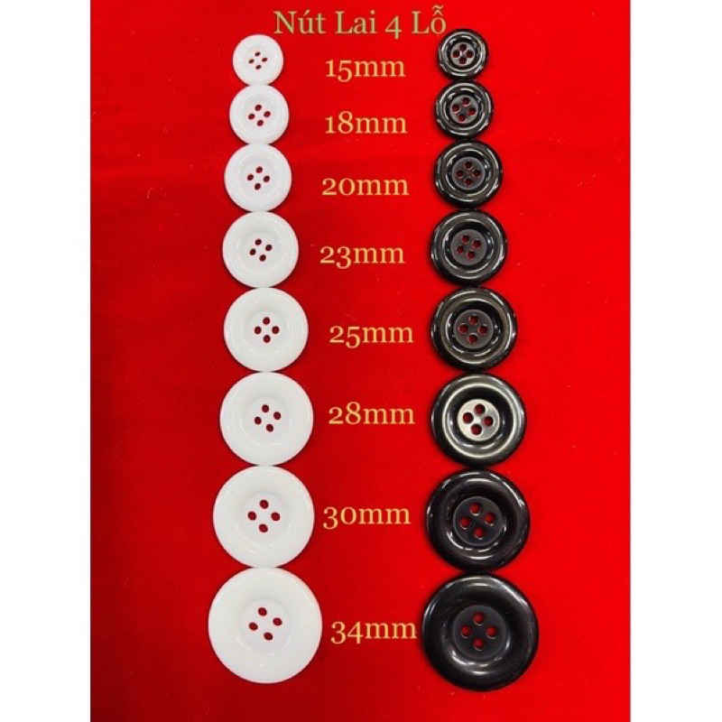 98-100 Nút Men 4 Lỗ Trắng Đen [Đủ Size]
