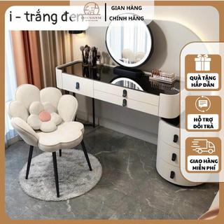 Bàn trang điểm bọc da gương tròn nhập khẩu QueenHouse tặng kèm GHẾ và GƯƠNG bàn phấn tạo điểm nhấn cho không gian