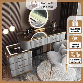 Bàn trang điểm sóng nhập khẩu QueenHouse tặng kèm GHẾ và GƯƠNG bàn phấn cao cấp tích hợp nhiều tính năng thông minh