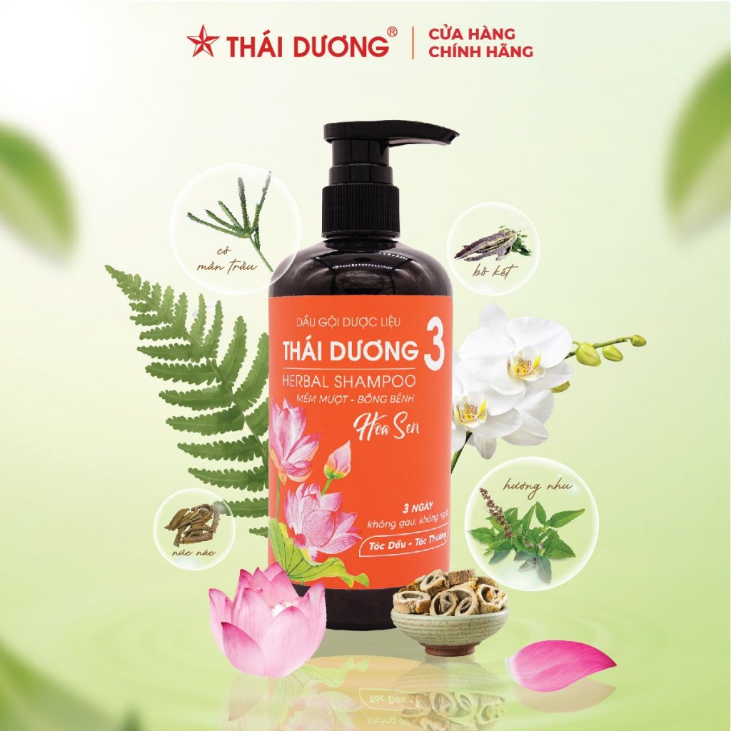 Dầu gội dược liệu Thái Dương 3 hương Hoa Sen chai 500ml - Sao Thái Dương