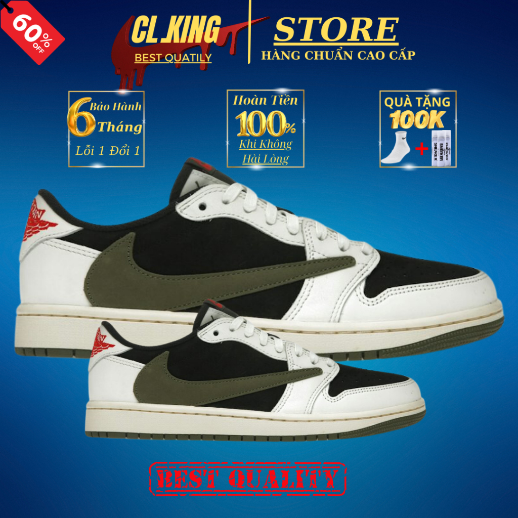 Giày Sneaker _Air Jordan 1 Low Travis Scott OG SP Olive DZ4137-106 "Da Phấn" - Công Giày Sneaker
