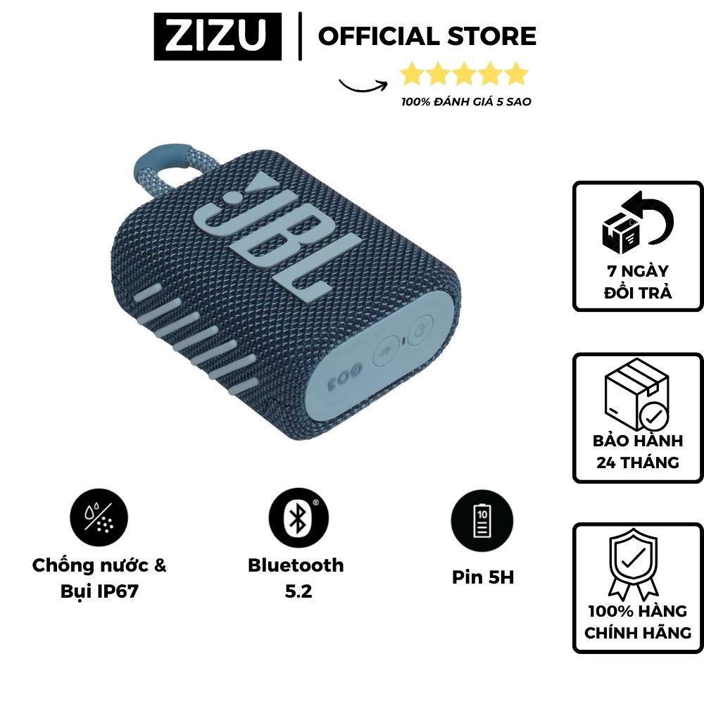 Loa Bluetooth Không Dây ZIZU JBL GO 3 Nhỏ Gọn Tiện Lợi Chống Nước IP67 - Chơi Nhạc 5H - Bluetooth 5.1 - Bảo Hành 2 Năm