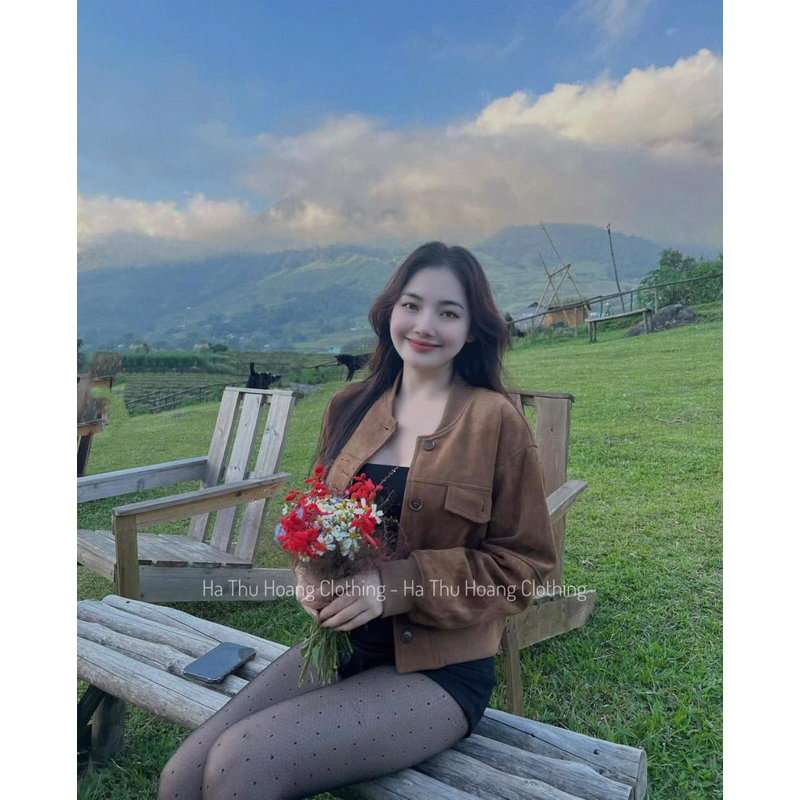 Áo bomber da lộn hai lớp túi trước