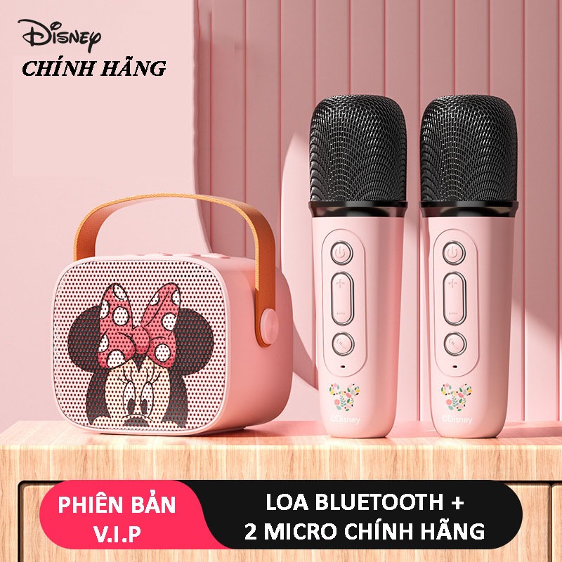 Hỏa tốc 2h - Bộ loa 2 micro karaoke bluethooth 5.0 mini Lotso Minnie Mickey Elsa chính hãng Disney, Bộ karaoke cầm tay