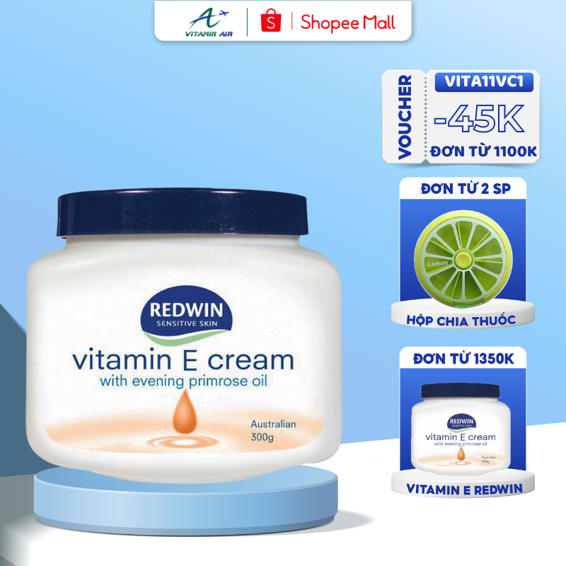 Kem dưỡng da toàn thân REDWIN Vitamin E Cream cấp ẩm cho da hộp 300g