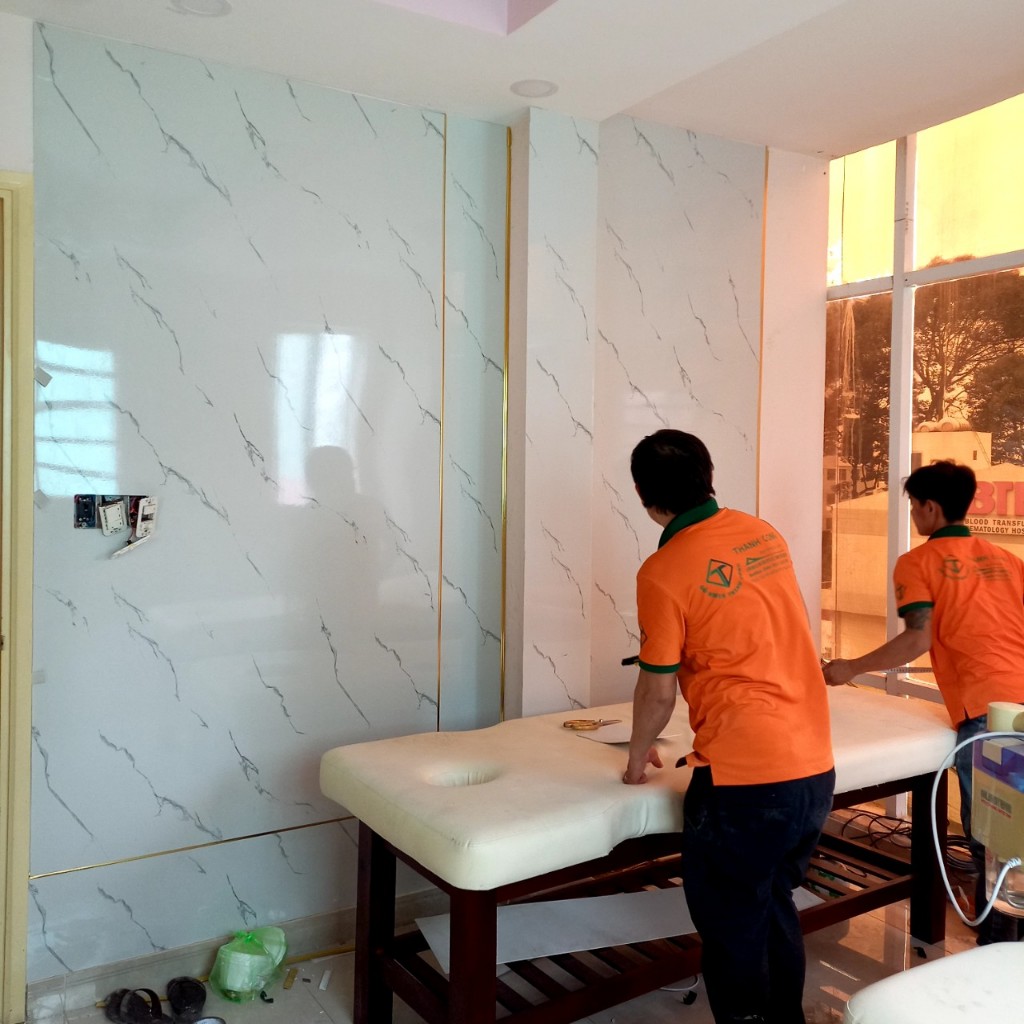 Tấm ốp Tường pvc Vân Đá  Nhận thi Công nhựa giả đá,