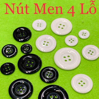 98-100 Nút Men 4 Lỗ Trắng Đen [Đủ Size]