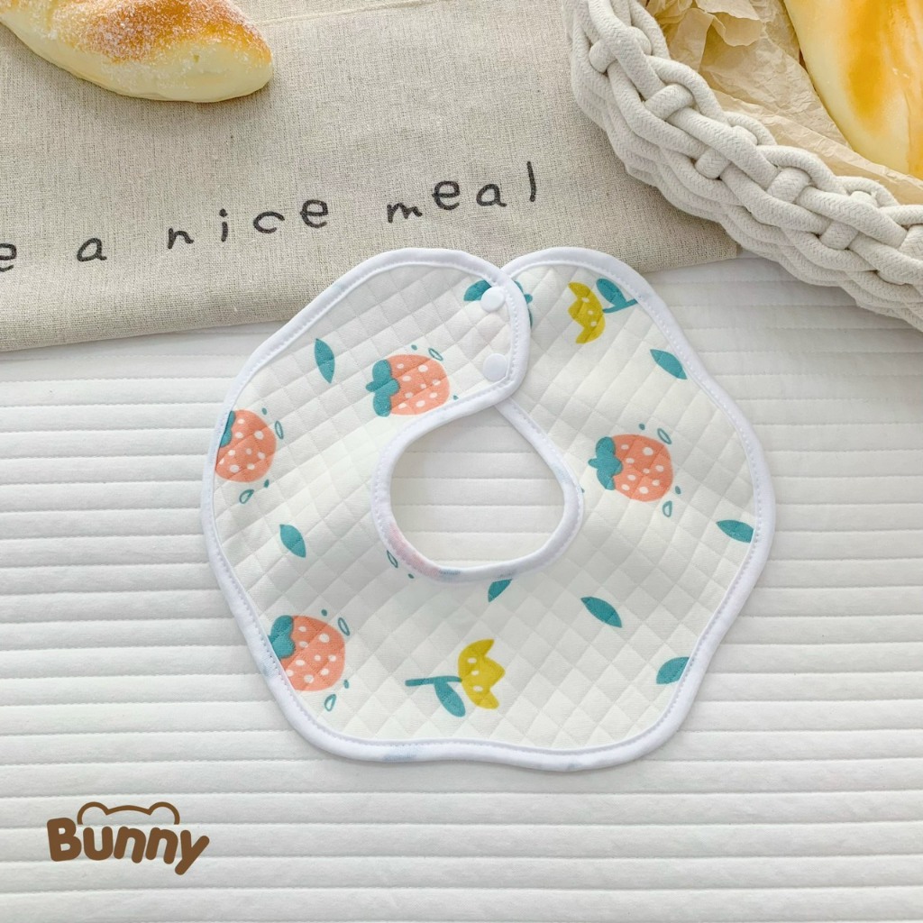 Sét 2 Yếm cổ tròn xoay cho bé gái bé trai 360 độ chất liệu xô trần bông lớp 100% cotton cao cấp an toàn cho da