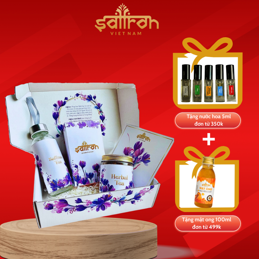 Set quà 20/11 nhụy hoa nghệ tây Saffron Salam 1gr cải thiện giấc ngủ Thương hiệu Saffron Việt Nam