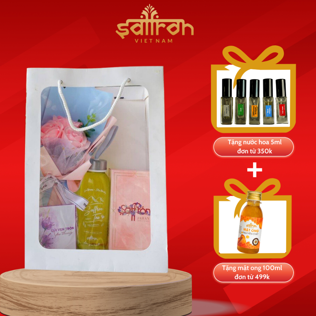 Túi quà tặng giáng sinh - thương hiệu Saffron Việt Nam Nhụy hoa nghệ tây Jahan 1gr quà tặng