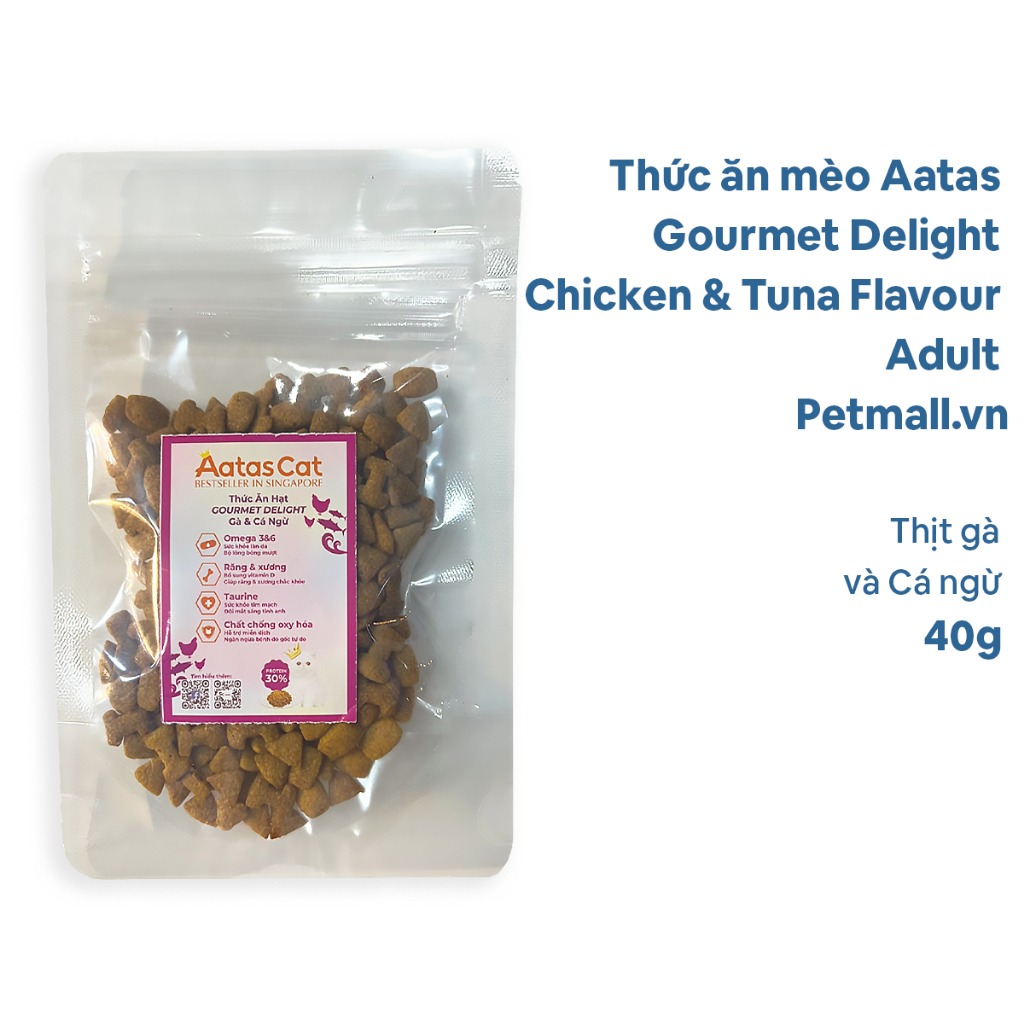 Sample Gift_Thức ăn mèo Aatas Gourmet Delight Chicken & Tuna Flavour Adult 40g Petmall