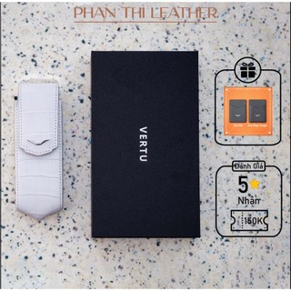 Bao da điện thoại vertu signature s da cá sấu trắng mẫu nắp dọc