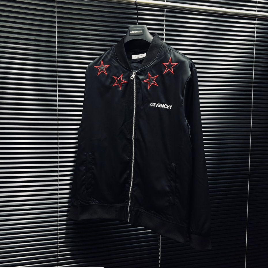 Áo Khoác Bomber Nam Nữ Thêu Chữ GVCHY, Logo Thêu Ngôi Sao Phối Da Cực Đẹp, Chất Dạ Dày Dặn, Sang Trọng, Trẻ Trung