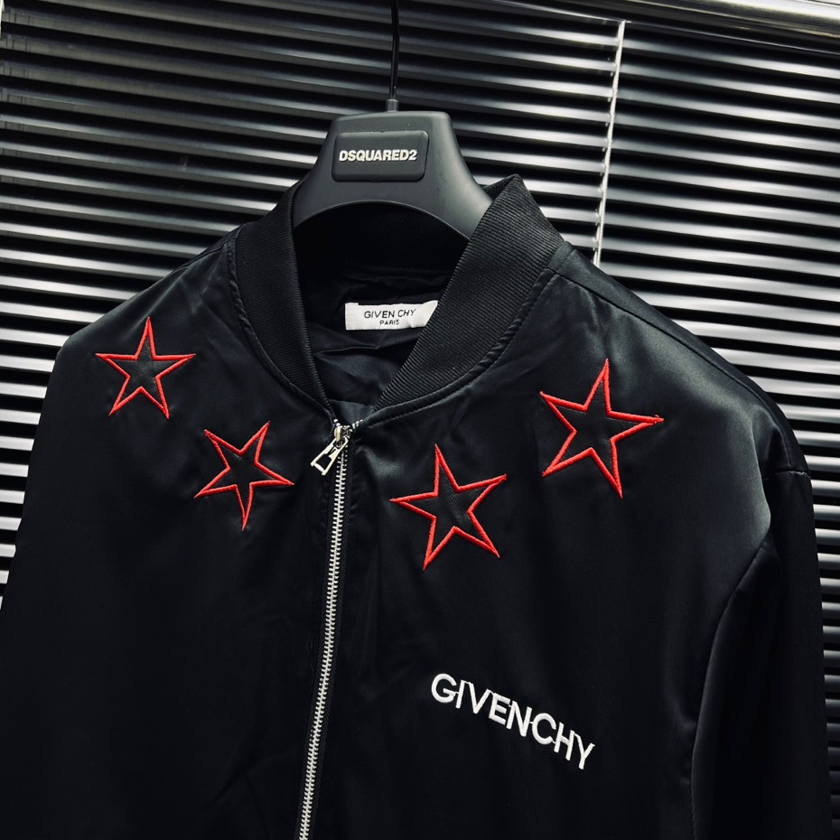 Áo Khoác Bomber Nam Nữ Thêu Chữ GVCHY, Logo Thêu Ngôi Sao Phối Da Cực Đẹp, Chất Dạ Dày Dặn, Sang Trọng, Trẻ Trung