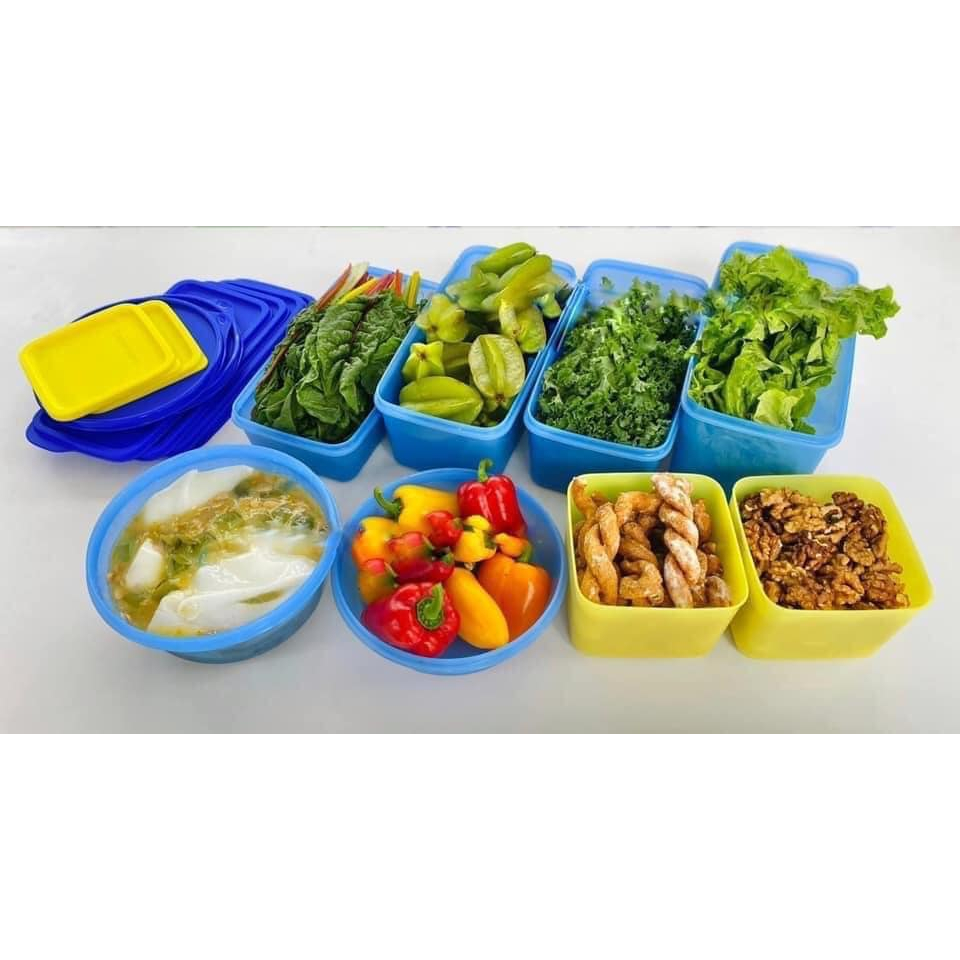 Bộ hộp nhựa đựng thực phẩm ngăn mát tủ lạnh Tupperware set 8 Modern nhựa nguyên sinh kín khí