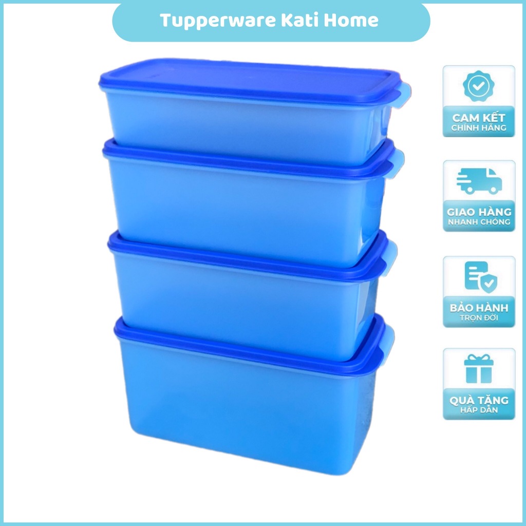 Hộp nhựa đựng thực phẩm ngăn mát tủ lạnh Tupperware Modern set 4 màu xanh 3.1l 2.2l 1,3l