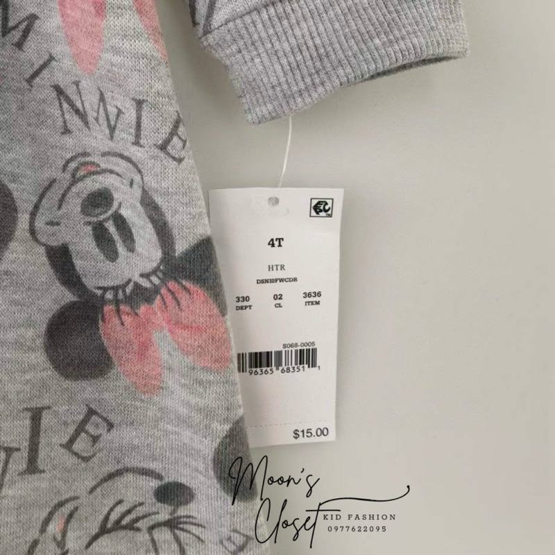 XD- Váy nỉ xám Disney size 12m-5y