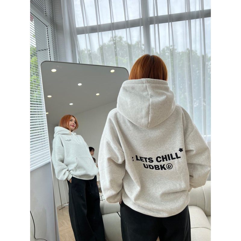 Áo hoodie nam nữ unisex nỉ bông dày dặn sweater fom rộng hàn quốc ulzzang y2k In Chữ 2 Mặt LET CHILL HD178