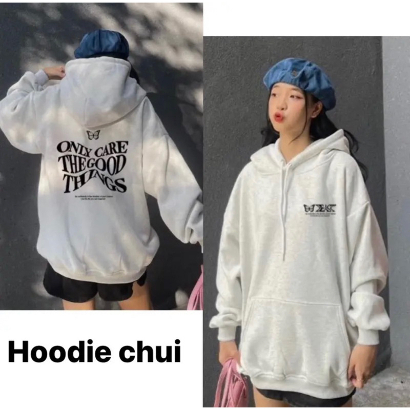 Áo khoác nỉ bông hoodie có mũ có dây nam nữ unisex fom rộng đen trắng xám tiêu sweater hàn quốc HD179