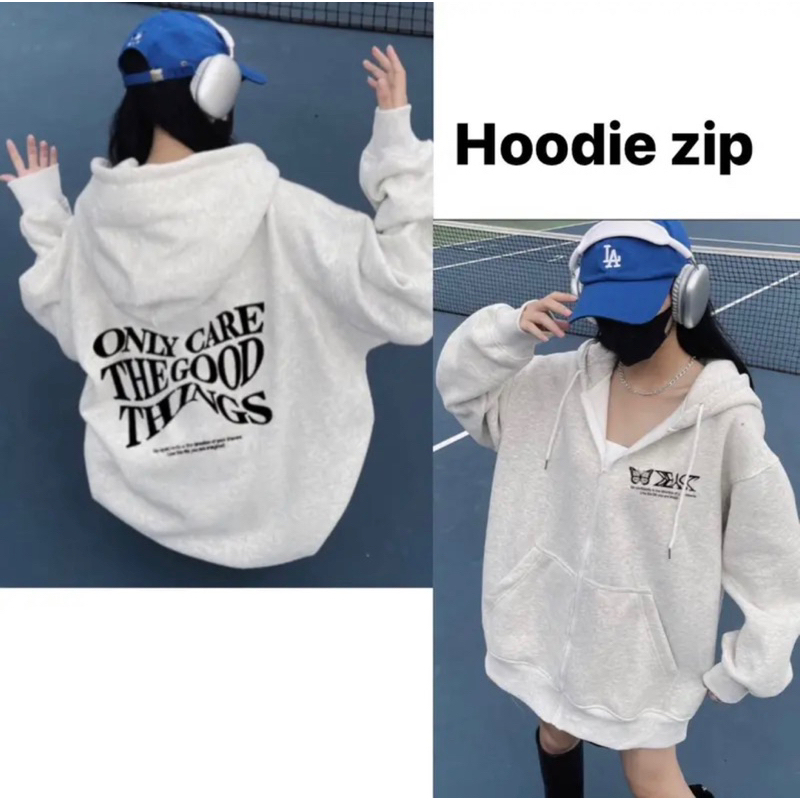 Áo khoác nỉ bông hoodie có mũ có dây nam nữ unisex fom rộng đen trắng xám tiêu sweater hàn quốc HD179