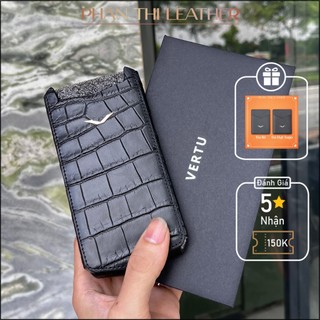 Bao da vertu aster p da cá sấu mẫu rút hộp