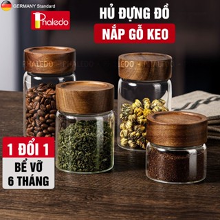 Hũ Thuỷ Tinh Có Nắp Xoắn Gỗ Keo Đựng Đồ Đa Năng Như Trà, Cafe, Đồ Ăn... Cho Gia Đình Decor Sang Trọng PHALEDO (P-0362)