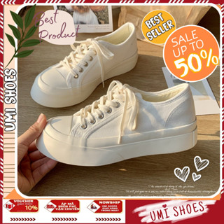[LOẠI 1-SẴN] Giày thể thao nữ vải canvas đế bằng bánh mì cao 4cm hot mới ulzzang Basic màu đen/trắng/kem đẹp bata basic