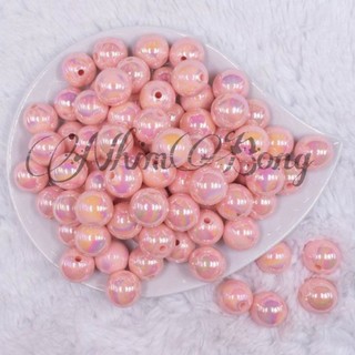 Hạt nhựa tròn màu hồng ánh cừ/ size 6mm