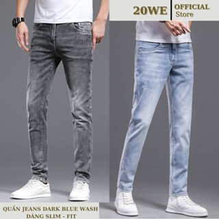 Quần jean nam ống bó mầu đen xám wash co giãn dáng slim fit chất jeans bò cao cấp Bai Xù, Phom Trẻ Trung