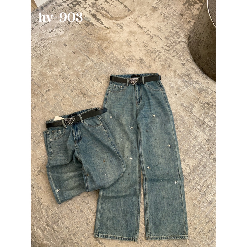 Quần jean xuông pra.da kèm belt hàng cao cấp