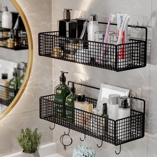 Kệ sắt dán tường hình chữ nhật lưới đen sơn tĩnh điện để đồ