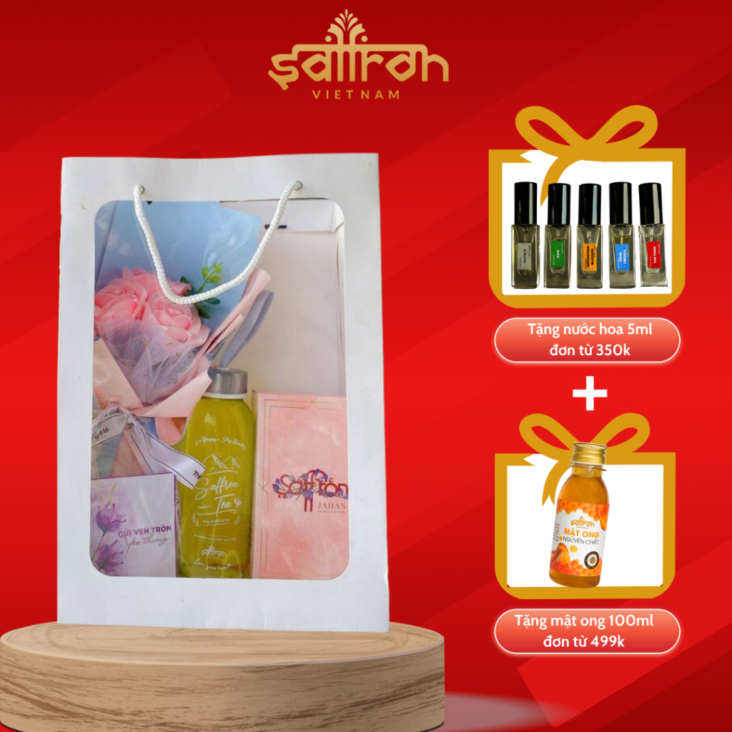 Set quà tặng người thương - thương hiệu Saffron Việt Nam nhụy hoa nghệ tây Jahan 1gr kèm quà tặng.