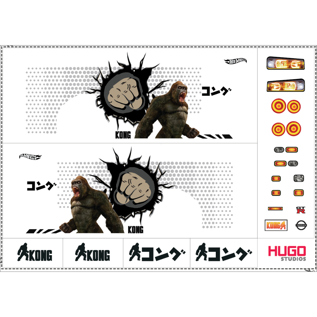 Hugo Studios Decal trượt nước Kong tỉ lệ 1/64 chưa phủ clear