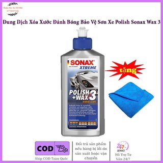 Dung Dịch Xóa Xước Đánh Bóng Bảo Vệ Sơn Xe Polish Sonax Wax 3 - 202100 Tặng Khăn