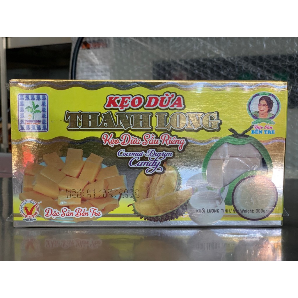 Kẹo Dừa Bến Tre Thanh Long 4 Vị Nguyên Chất, Sầu Riêng, Đậu Phộng Sầu Riêng và Lá Dứa Sầu Riêng Sài Gòn Đặc Sản