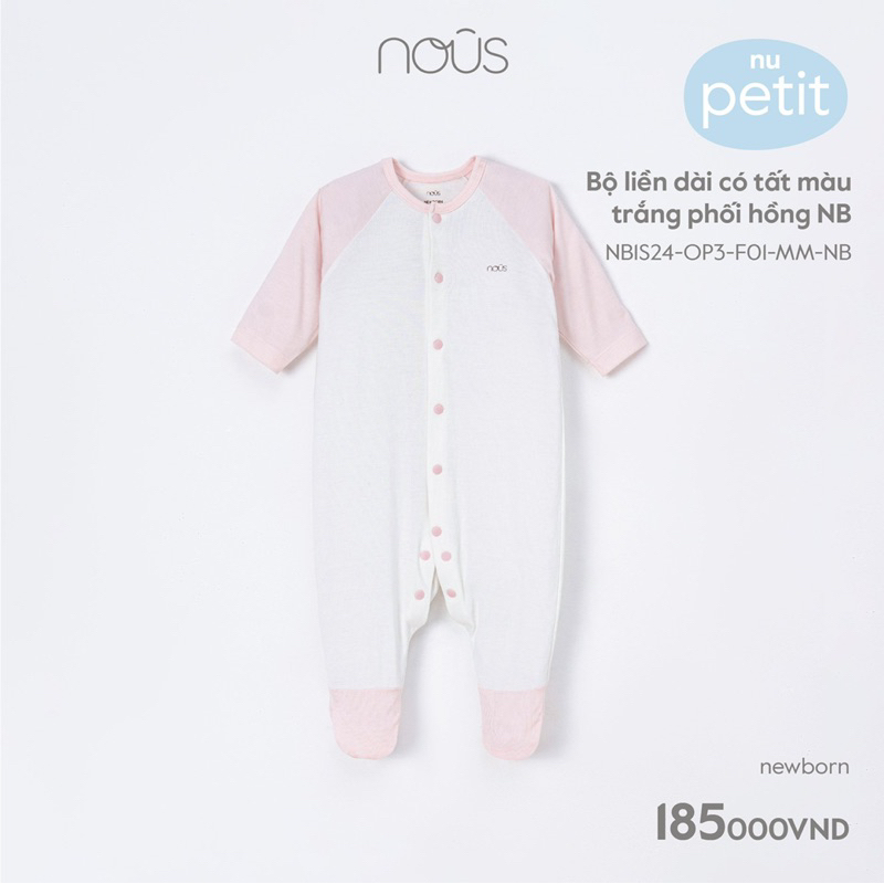 Bộ Nous liền dài có tất màu trắng newborn các mẫu